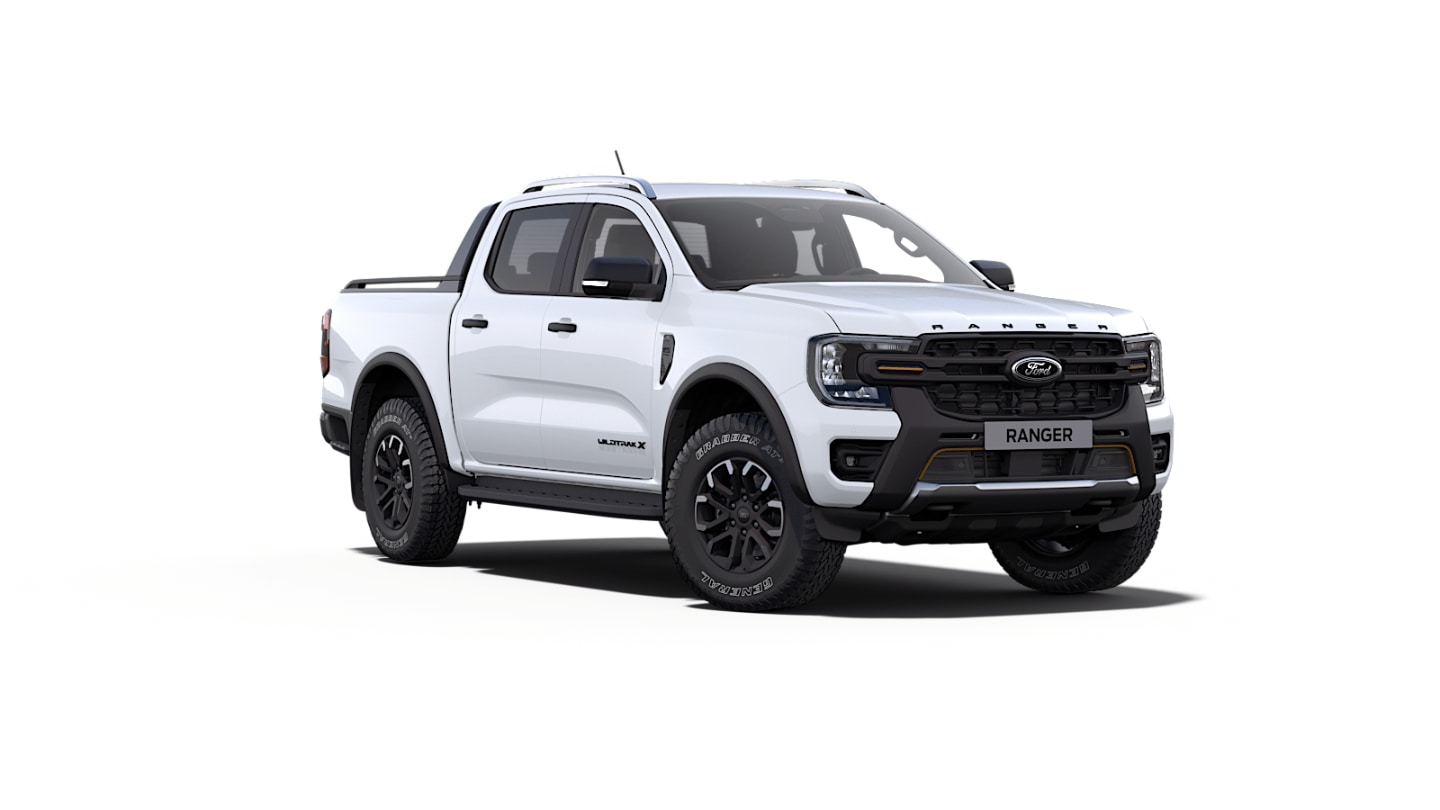 Grey Ford Ranger Limited from 3/4 front angle