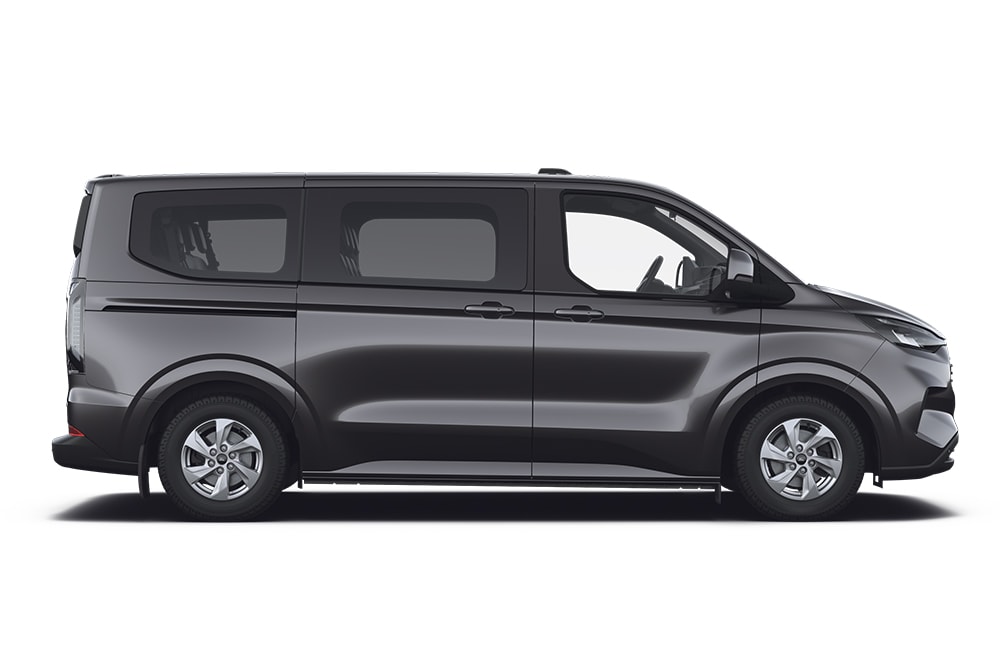 Black Ford Tourneo Custom, part of the Ford MPV and people carrier range.