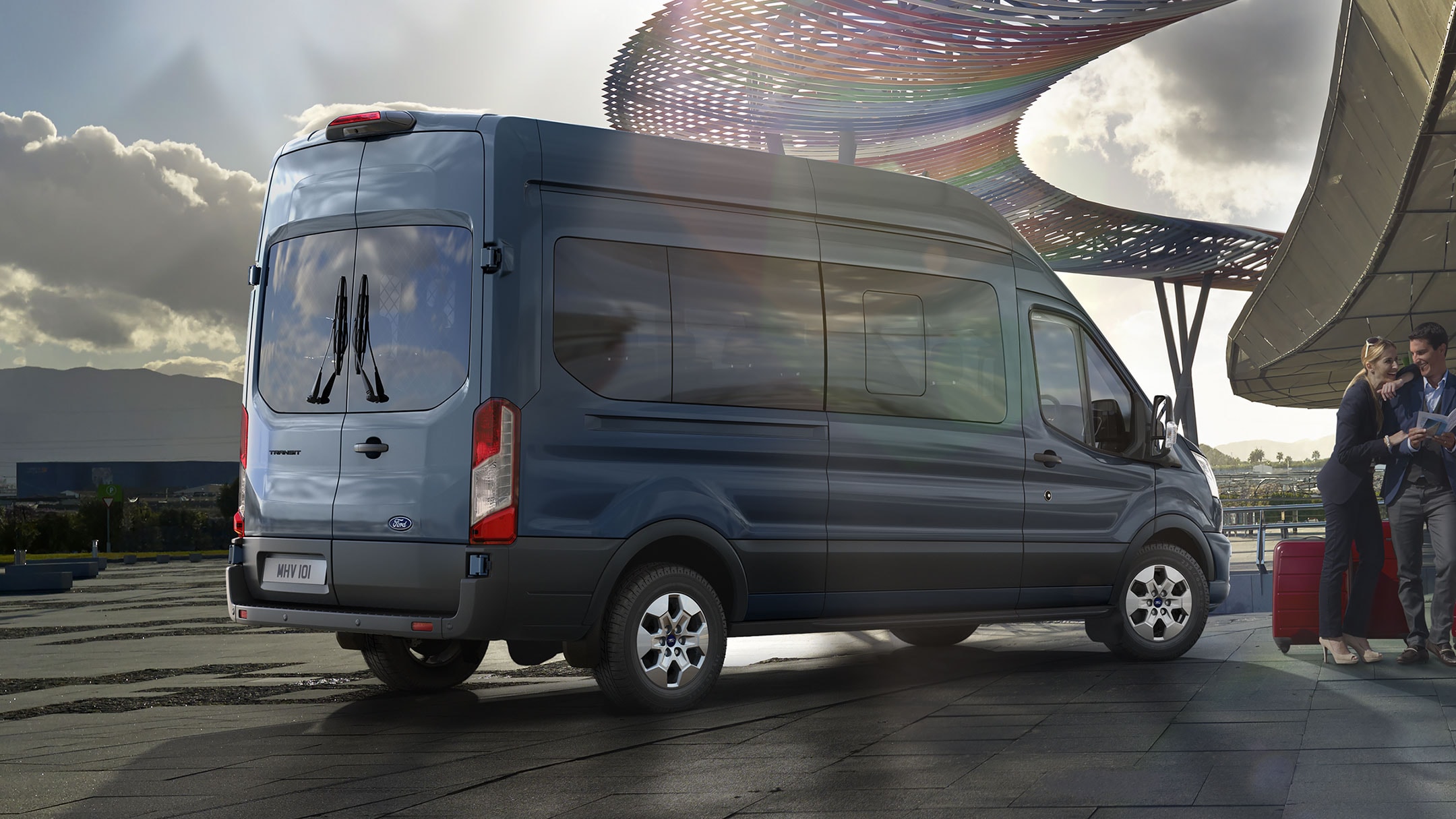 Rear view of the new Ford Transit Minibus