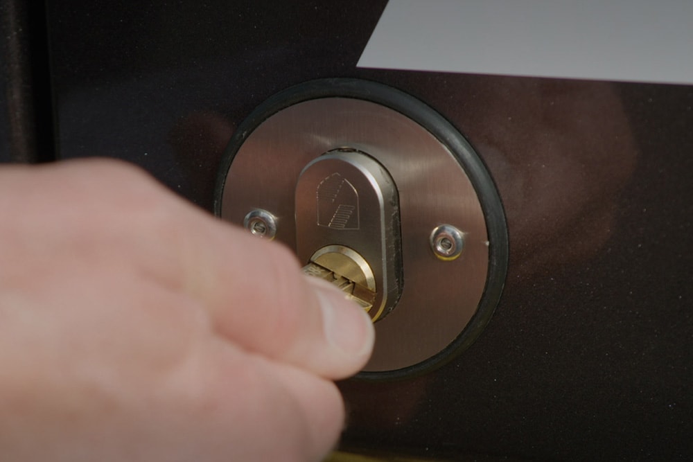 Key being turned in an interior lock of the new Ford Transit Courier